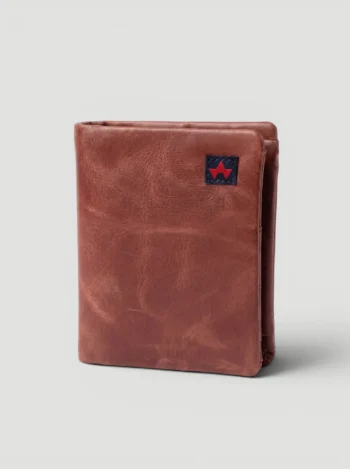 Compact Trifold Leather Wallet with Zip Pocket