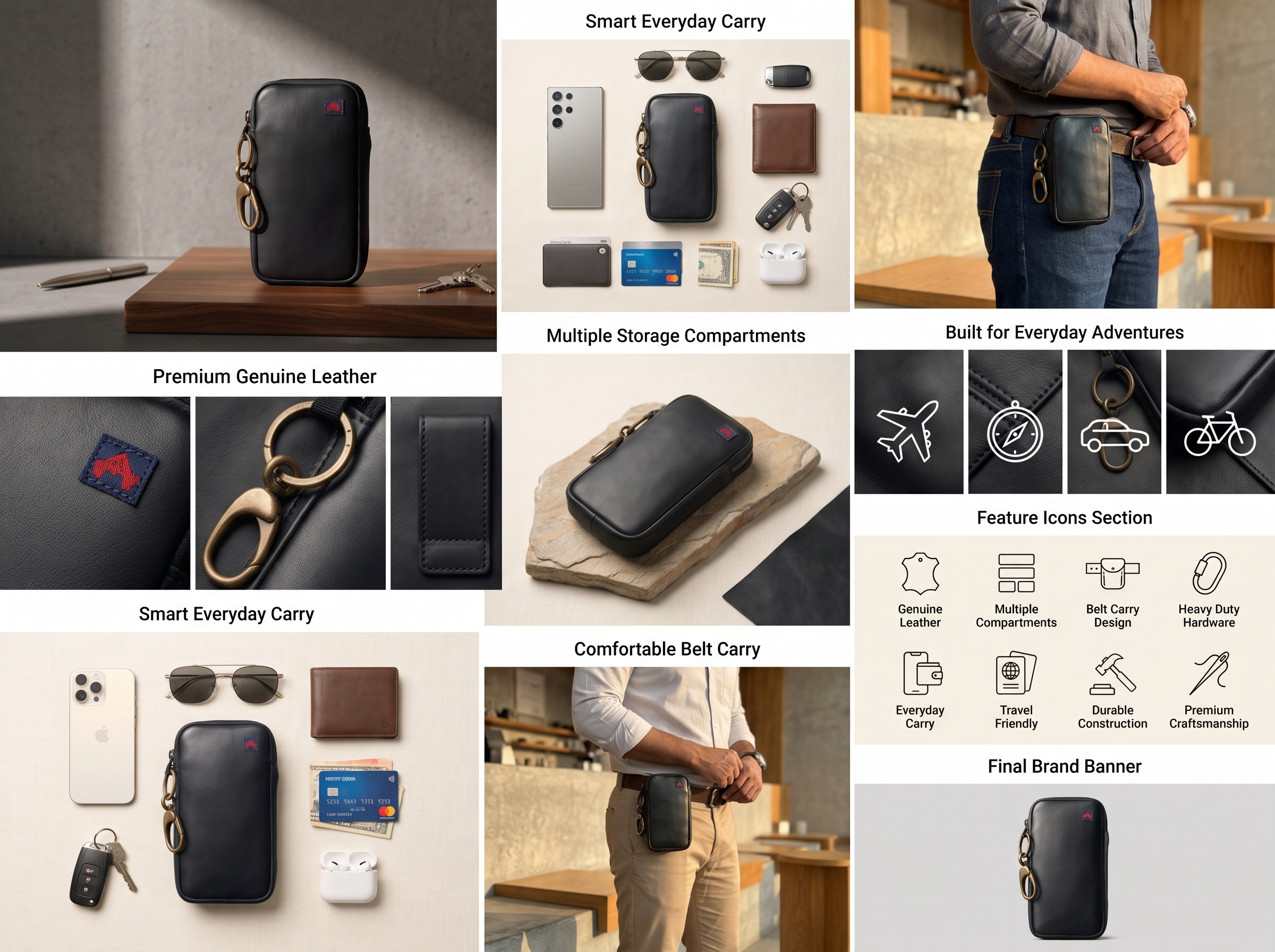 LUNATIK Leather Utility Pouch